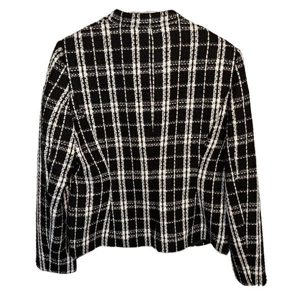 NWT- Calvin Klein- Black & White Tweed Open Front Blazer Jacket, Plus Size 14 - Picture 9 of 13